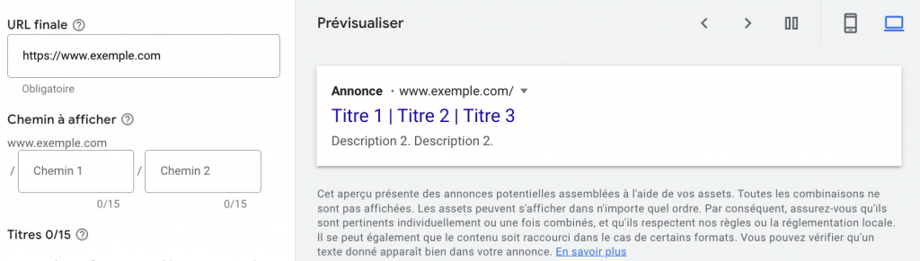 Rédiger une annonce Google Ads qui convertit : exemple d'annonce Google Ads